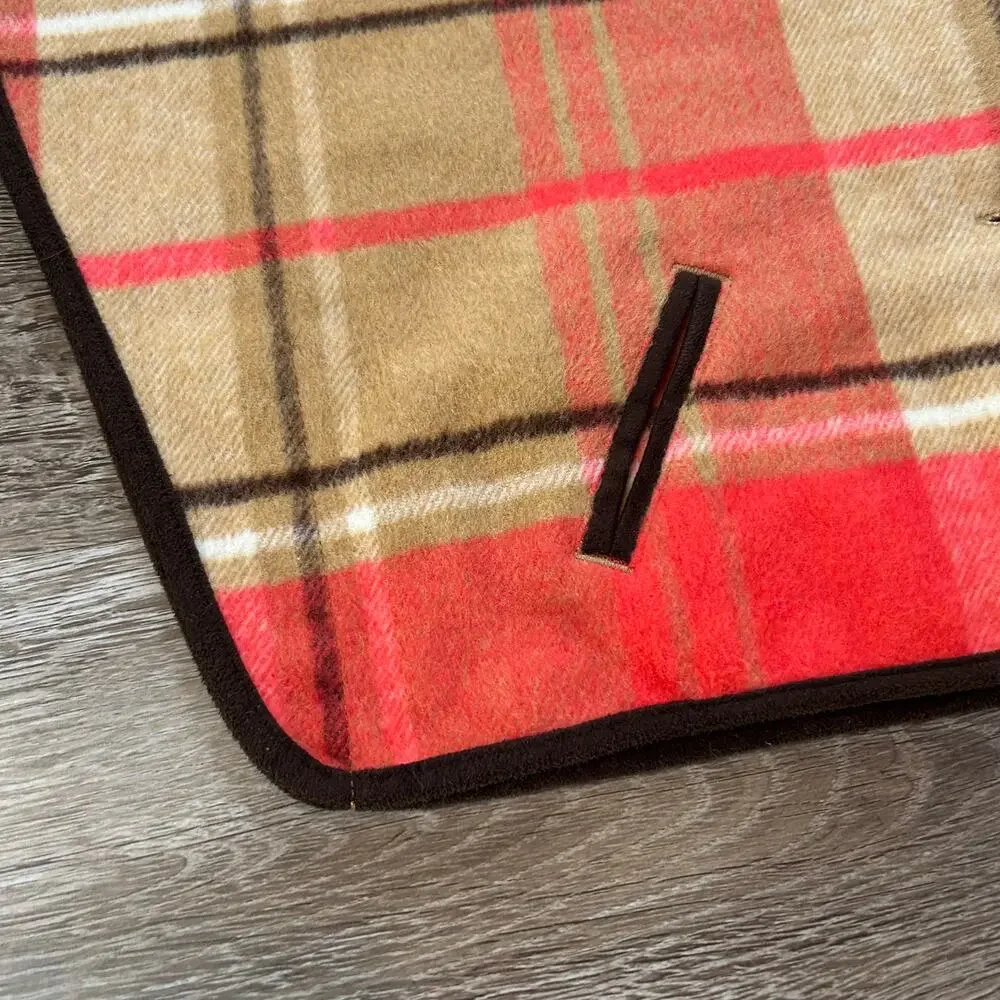 Janie & Jack Baby Plaid Cape Jacket 6–12 Months Red Tan Gold Button Fall Layer